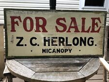 Vintage Hand Painted Sign Advertising Folk Art Micanopy Fl. Historic Home picture