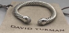 David Yurman Silver 7mm Cable Classic Diamond Tip Cuff Bracelet picture