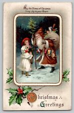 1910 Christmas Brown Robe Suit Santa Claus Unsigned Clapsaddle Postcard No 53 picture