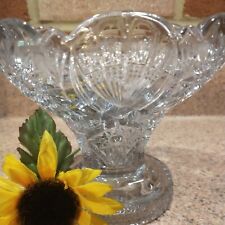 Vtg Molded Sturdy Scalloped star design Glass Compote/Vase-late 20th century  picture