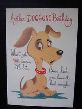 Vtg Rust Craft Doggone Birthday Card, Dog w/Wire Curly Waggin' Tail Inside, 1960 picture