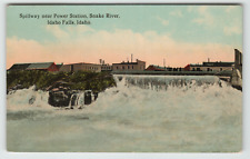 Postcard Vintage Spillway near Power Station on Snake River in Idaho Falls, ID picture
