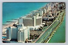 Miami Beach FL-Florida, Aerial View Of Luxury Hotels, Antique Vintage Postcard picture