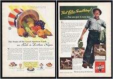 1942 Pure Dextrose Sugar Rich Fruits Good Earth/ Coca Cola Worker Lunch Print Ad picture