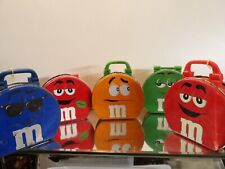 Set Of Mars M&M's RED & GREEN  & ORANGE & BLUE   Tin Lunch  - EMPTY picture