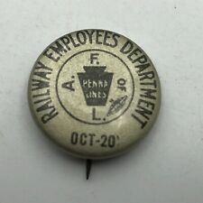 Oct 1920 Pennsylvania Valley Railroad Penna Lines Union Button Pinback Vtg H4 picture