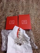 2 Lenox Sparkle & Scroll Clear-Crystal Silverplate Christmas TREE Ornament NEW picture