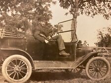 1910s RPPC - BOY IN FORD MODEL T CAR antique real photo postcard LEBANON, OREGON picture