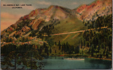 c1930's Steamer Tour Boat Lake Tahoe Emerald Bay Aerial Hills Trees UNP picture