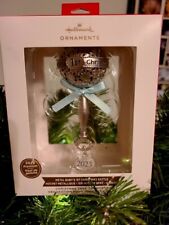 Baby Boy First Christmas 2023 Hallmark Ornament Premium Metal Rattle Blue 1st picture