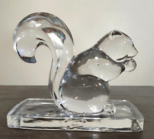 Vintage New Martinsville Art Glass Clear Squirrel Paperweight Figure Bookend 6