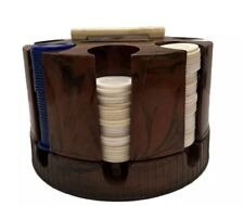 Vintage  Brown Rotating Poker Chip Carousel Caddy Plastic Chips *SEE DETAILS* picture