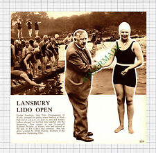 Lansbury Lido Hyde Park Alfred Rowley Kathleen Murphy Pinner  - c.1930s Cutting picture