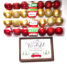 4ct lot Christmas House 9x6x1.5 stand alone plaque & 27- 2 IN tree ornaments Dkr picture