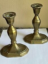 VINTAGE PAIR (2) MOTTAHEDEH BRASS CANDLE HOLDERS CANDLESTICK INDIA picture