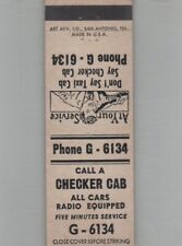 Matchbook Cover Call A Checker Cab Five Minutes Service picture