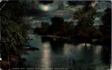 1913, Moonlight Scene, Wabash River, WABASH, Indiana Postcard - S.H. Knox picture