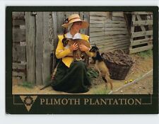 Postcard A Pilgrim Woman & Two Playful Kids Plimoth Plantation Massachusetts USA picture