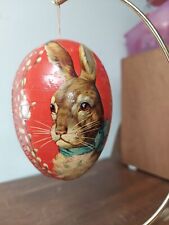 Antique German Paper Mache Rabbit Easter Egg Candy Container 4 1/4