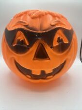 Vtg Blow Mold Halloween Pumpkin Jack-O-Lantern Black Mask Masked Bandit picture