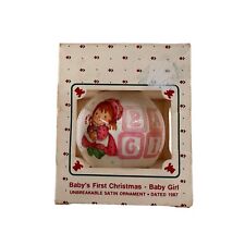 Vtg Hallmark 1987 Baby’s First Christmas Ornament Girl Blocks Unbreakable Satin picture