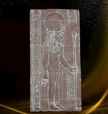 Rare Unique Ancient Antique Stone Stela Sekhmet Holds Key of Life and Scepter picture