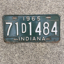Vintage 1965 Indiana License Plate 71 D 1484 Green White IND-65 picture
