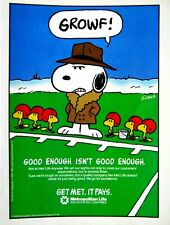 Snoopy Coach VTG 86 Woodstock Charles Schulz Peanuts Met Life Original Print Ad picture