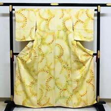 Japanese 170 Cute Small Pattern Refreshing Yellow Kimono Pure Silk Bastin picture