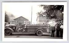 c1930s Firetruck at Scene~Emergency~Neighborhood Fire~VTG Original Photo picture