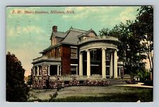 Hillsdale MI-Michigan, F.W. Stock's Residence Mansion, c1908 Vintage Postcard picture