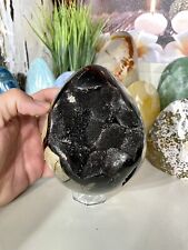 Septarian Geode Egg Shape Cluster Crystal Natural Stone Egg Shape Decor 5.5x4.5” picture