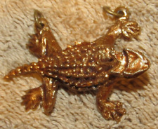 Vintage Horned Toad Lizard Necklace Pendant - Brass picture