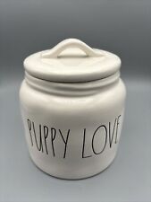 Rae Dunn White Black Puppy Love Treat Jar Canister Crown Topper Lid picture