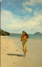 Postcard Lovely Island Girl On the Beach Near Koko Head Hawaii HI posted 1959 picture