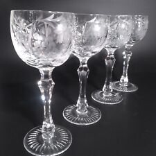 4 Crystal Clear Cut to Clear Gray Hock Wine Glass 7.5