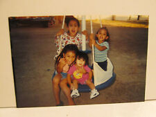 VINTAGE FOUND PHOTOGRAPH COLOR ART OLD PHOTO HAWAIIAN GIRL SISTERS TIRE SWING picture