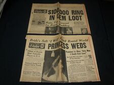 1947 NOVEMBER 19-20 BOSTON GLOBE NEWSPAPER LOT OF 2 - ROYAL WEDDING - NP 4251H picture