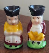 2 Miniature Toby Mugs VTG Colonial Seated Man & Woman Pitchers Made In Japan 2