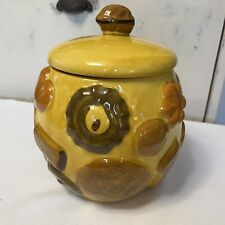 VTG 50s Los Angeles Pottery Cookies All Over Cookie Jar Walnut Top lid 10