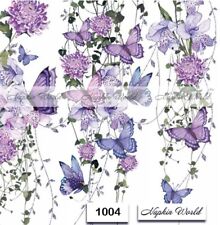 (1004) TWO Paper LUNCHEON Decoupage Art Craft Napkins - VINES BUTTERFLY FLOWERS picture