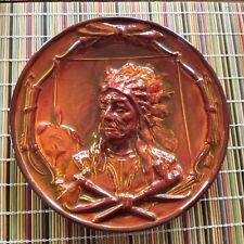 Vintage 1978 American Indian Chief Ceramic Plate in Relief Cherokee 4/5/1978 picture