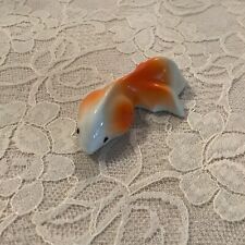 1 Vintage small orange white ceramic Koi Goldfish fantail figurine 1