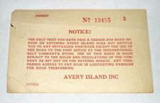 1950s Permit to Visit Avery Island Louisiana #13455 Salt Dome Tabasco Sauce $.25 picture