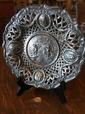 Vintage Antique Cherubs Silver Plated Angel Pierced Plate Wall Art Size 8” picture