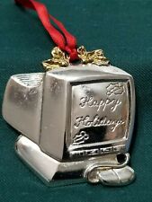 RARE VINTAGE R & B ITALY OLD COMPUTER W/ MOUSE SILVER PLATED ORNAMENT CHRISTMAS picture