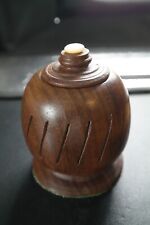 Antique / Vintage Wooden Covered Pot Pourri Pot with Mother of Pearl Button Top picture