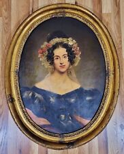 Superb ANTIQUE American / English 19th C Framed GIRL PORTRAIT Woman OIL PAINTING picture