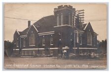 Postcard New Christian Church Stockton Ks. Kansas June 6th 1910 RPPC Real Photo picture