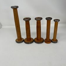 Lot of 5 Wooden Textile Spools Bobbins Vtg Joseph Lumb & Sons Made in England picture